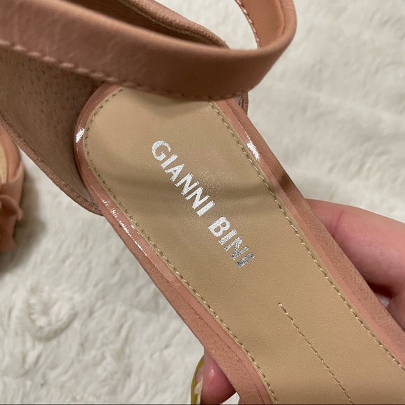 GIANNI BINI Kehlani 3D Floral Nubuck Ankle Strap Block High Heels - Picture 8 of 8